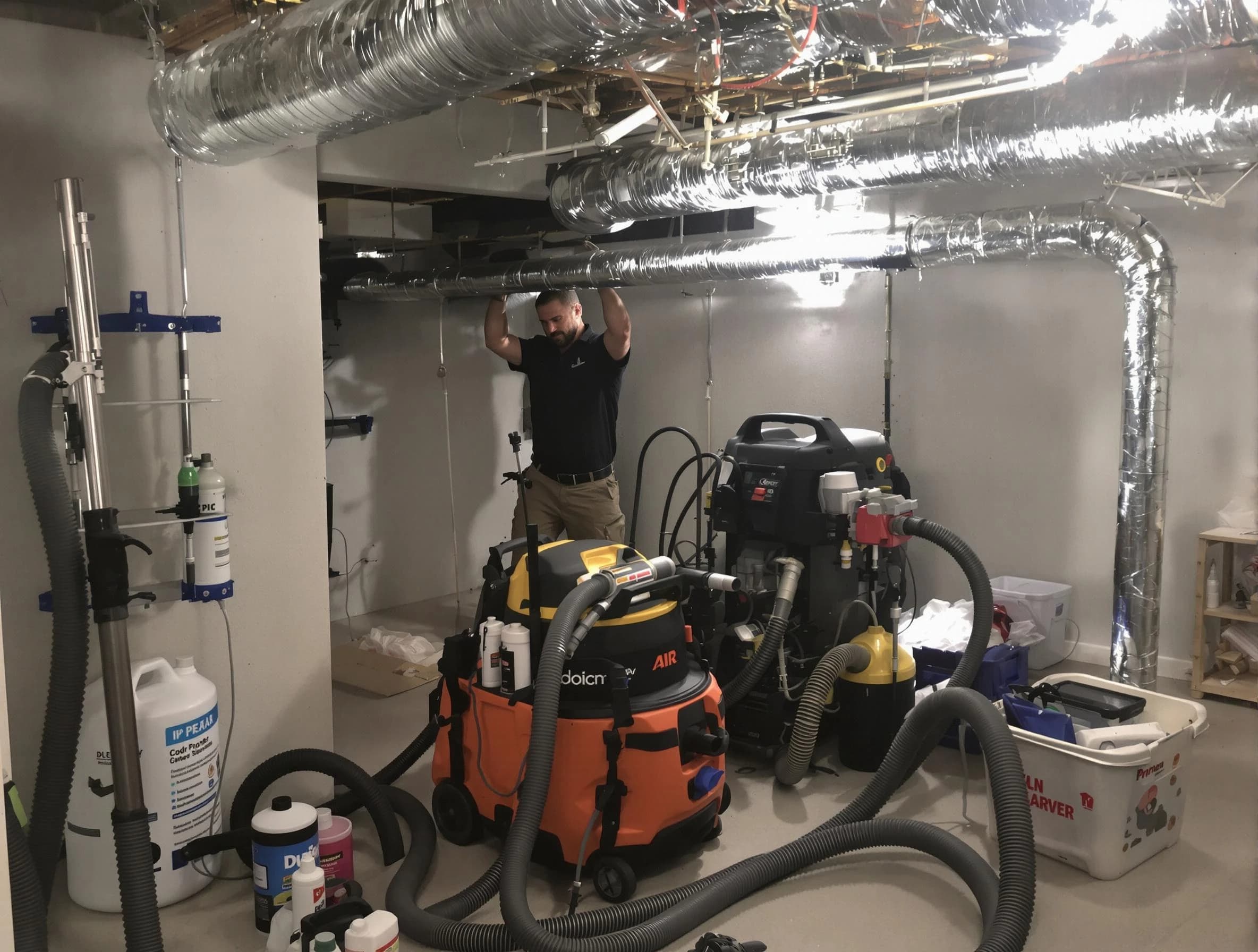 Canonsburg Air Duct Cleaning specialist performing professional mold removal from air ducts using safety equipment in Canonsburg