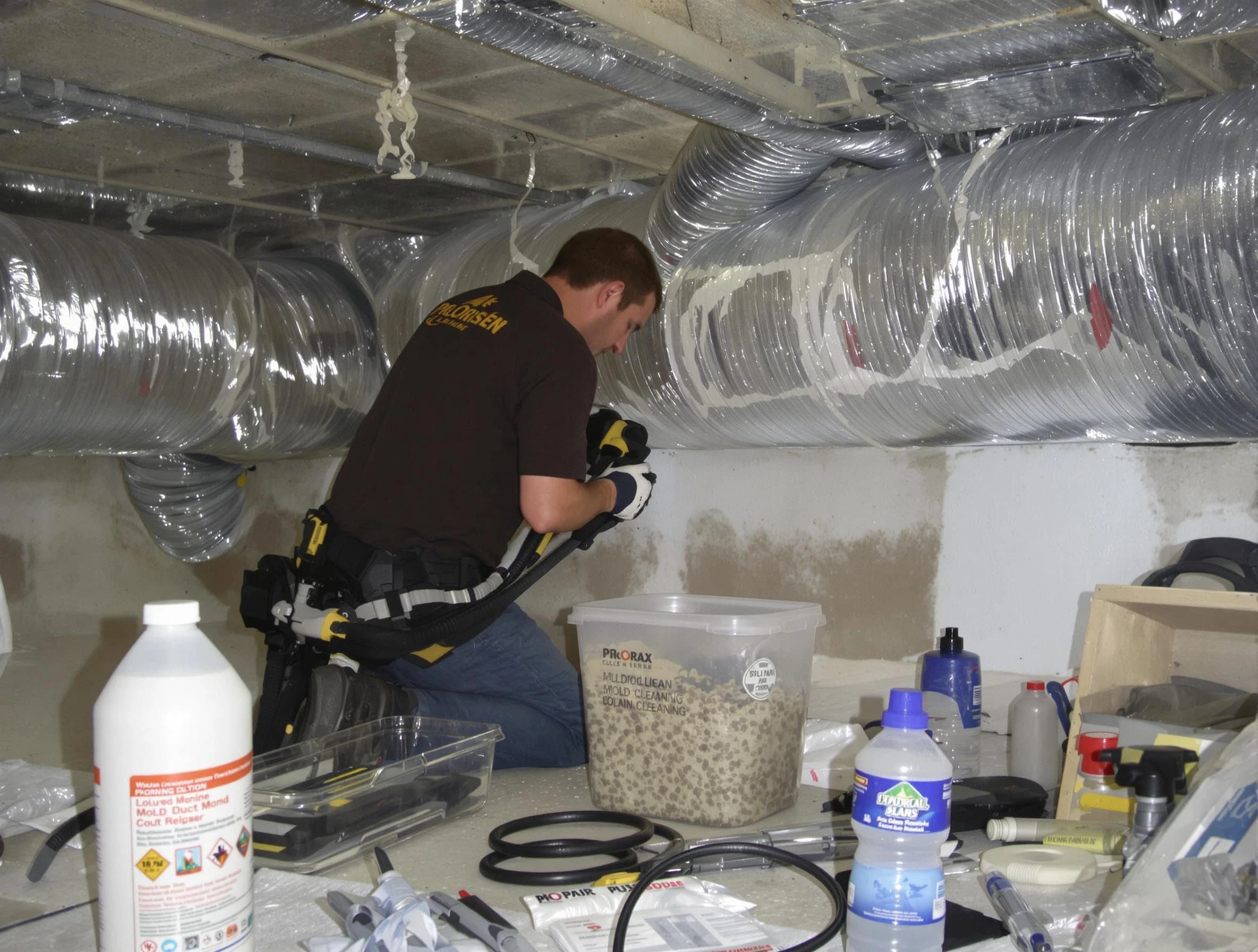 Canonsburg Air Duct Cleaning specialist performing professional mold removal from air ducts in Canonsburg