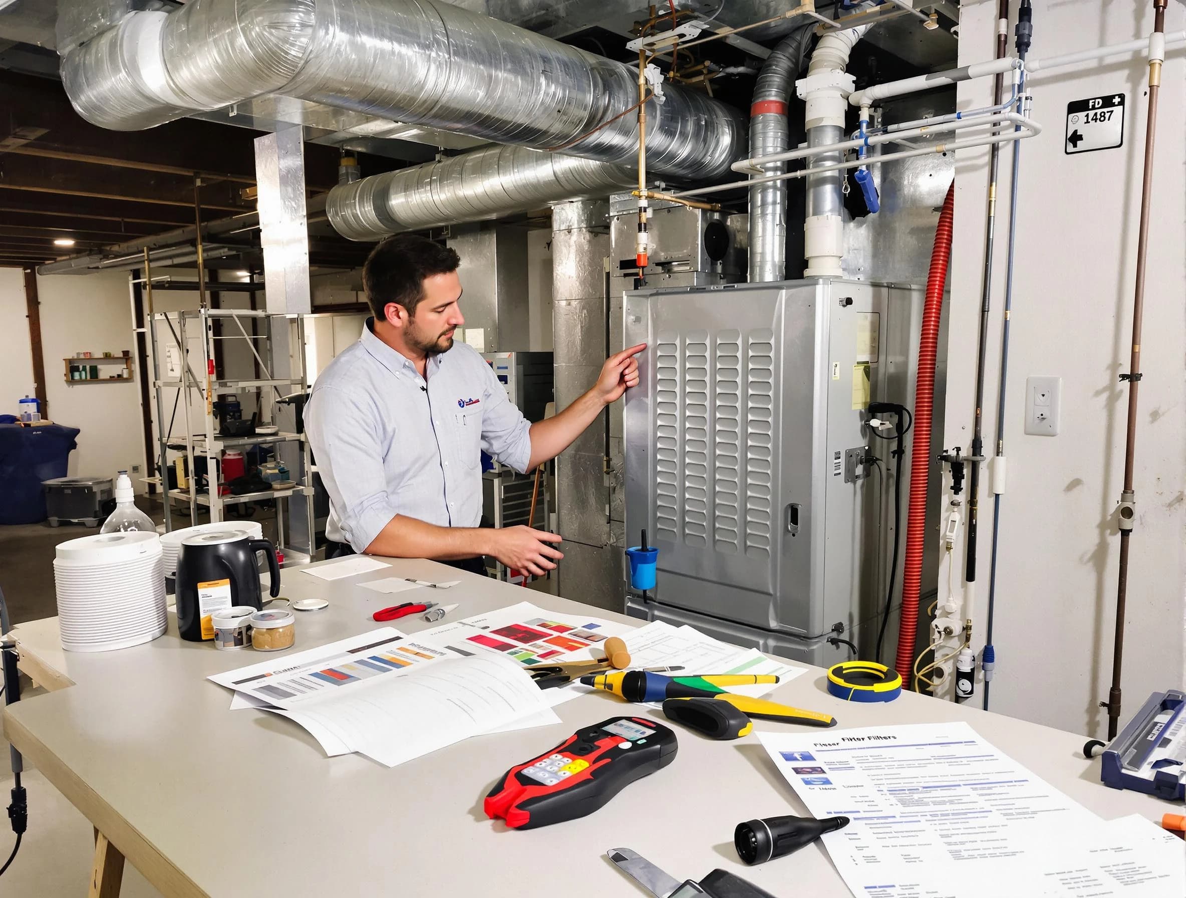 Canonsburg Air Duct Cleaning inspector conducting detailed filter system evaluation using professional diagnostic tools in Canonsburg