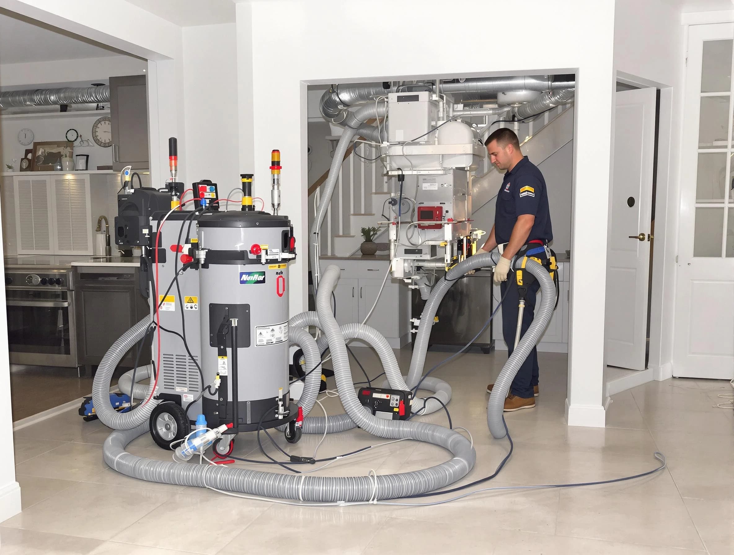 Canonsburg Air Duct Cleaning technician operating negative pressure cleaning equipment for thorough duct maintenance in Canonsburg