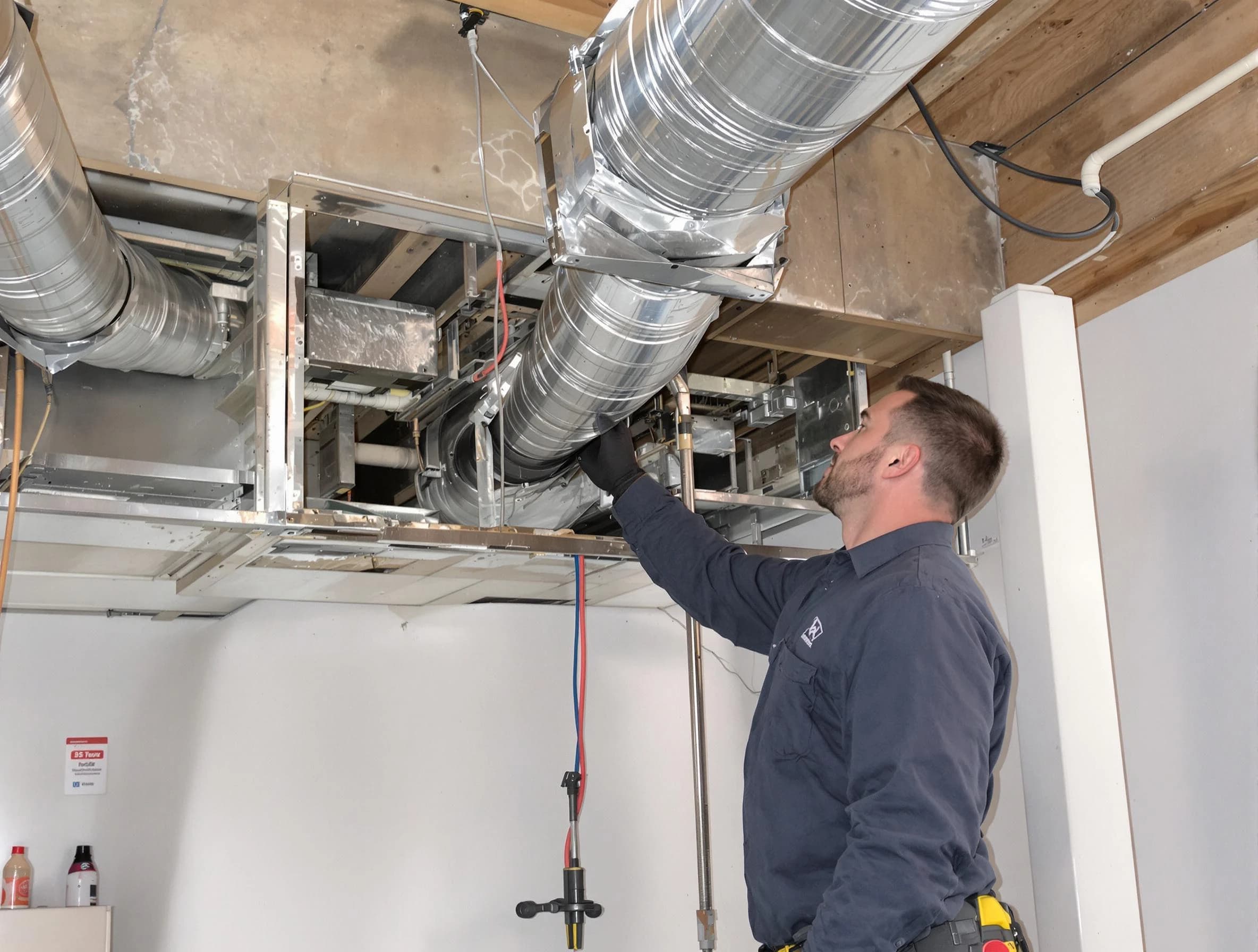 Canonsburg Air Duct Cleaning technician performing professional air duct repair using specialized tools in Canonsburg
