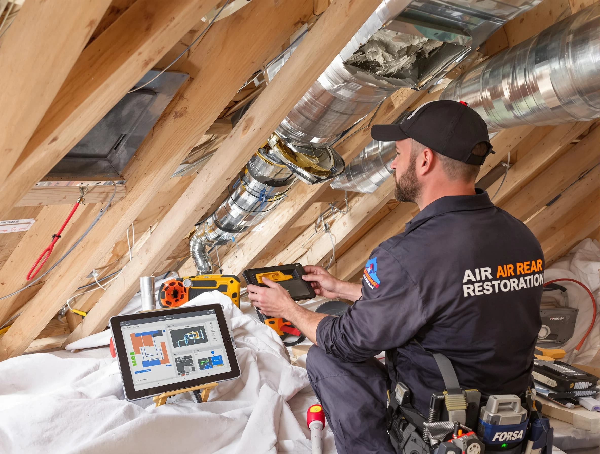 Canonsburg Air Duct Cleaning technician performing precise duct repair work in Canonsburg