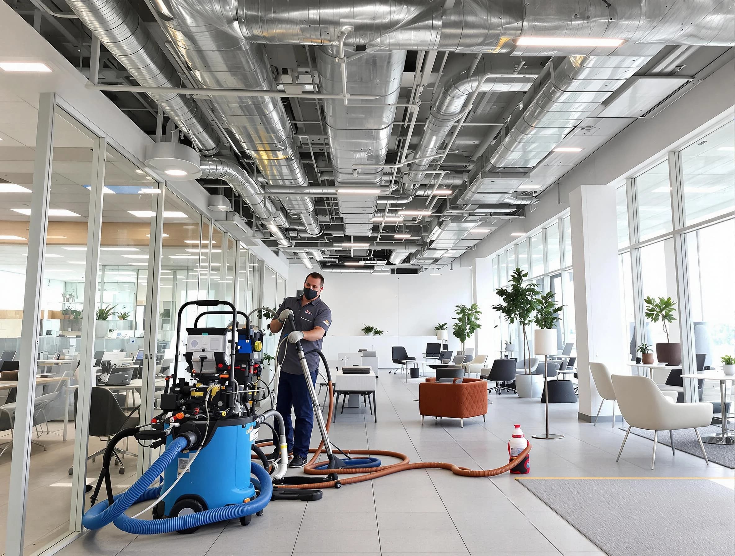 Canonsburg Air Duct Cleaning team conducting comprehensive commercial duct cleaning at a business location in Canonsburg