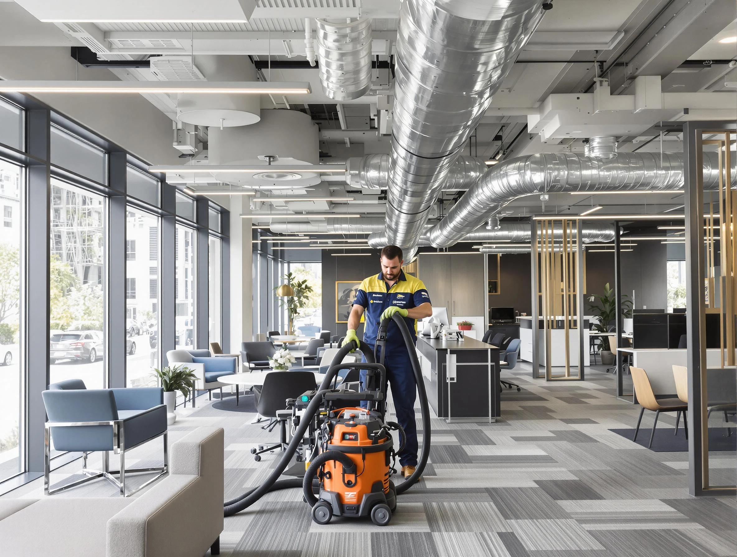 Canonsburg Air Duct Cleaning team performing thorough commercial duct cleaning at a Canonsburg business center